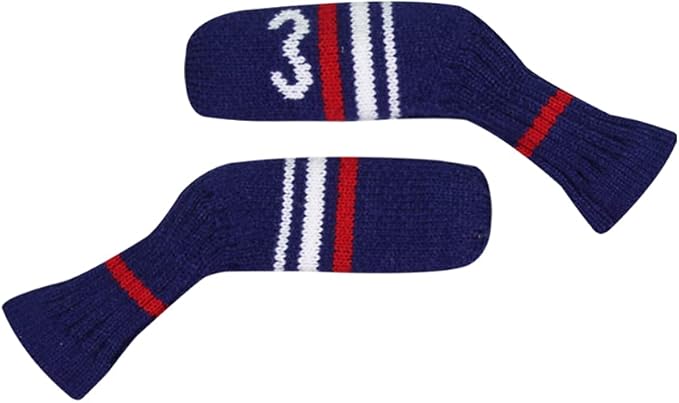 Scott Edward 1/7/10 Pcs Knitted Golf Club Head Covers for Irons Wedge Cuteness and Basically Socks Shape Washable Golf Club Head Protector on Red/Blue Warning Style