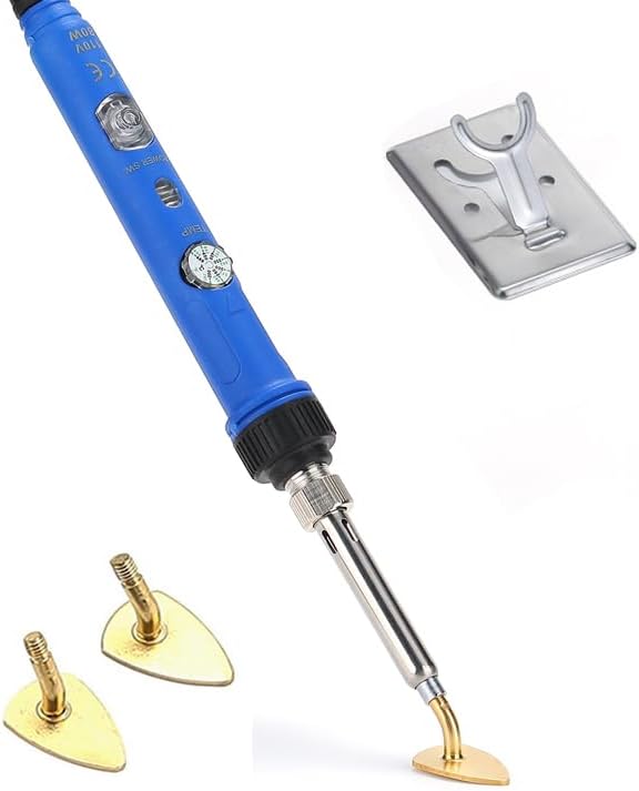 Arokimi Mini Iron, 80W Small Iron for Crafts Patches Shoes Hats, Adjustable Temperature, Easy to Use, with Replaceable Iron Tips (Blue)