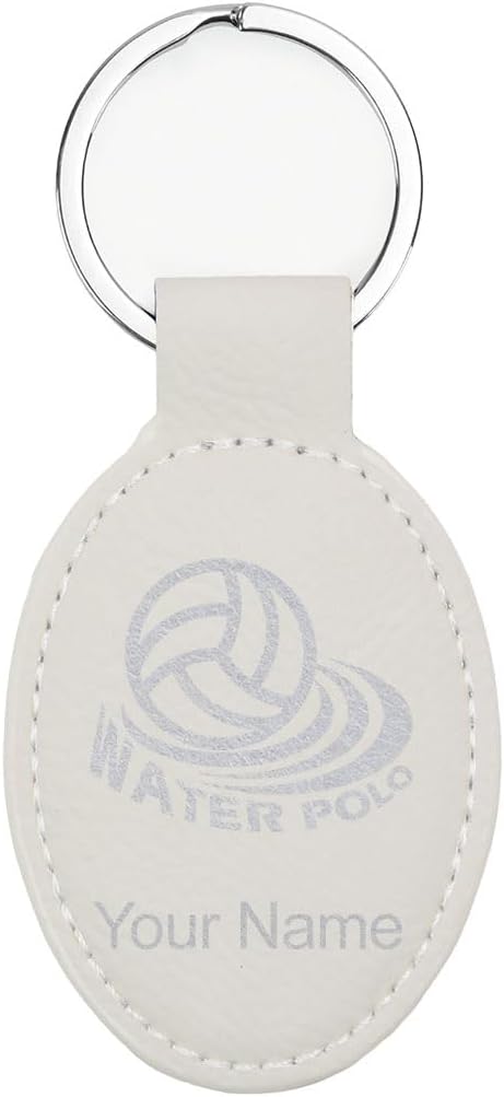 LaserGram Oval Keychain, Water Polo, Personalized Engraving Included