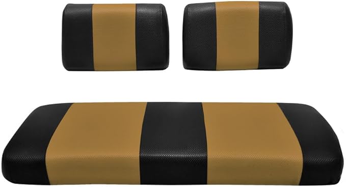 Seat Cover Replacement for Yamaha G-2/G-9 Golf Cart - Front Bench Seat - Premium Marine Vinyl -5 Panel Stitching - Staple On Installation - Two-Tone Golf Cart Seat Covers (Black & Tan)