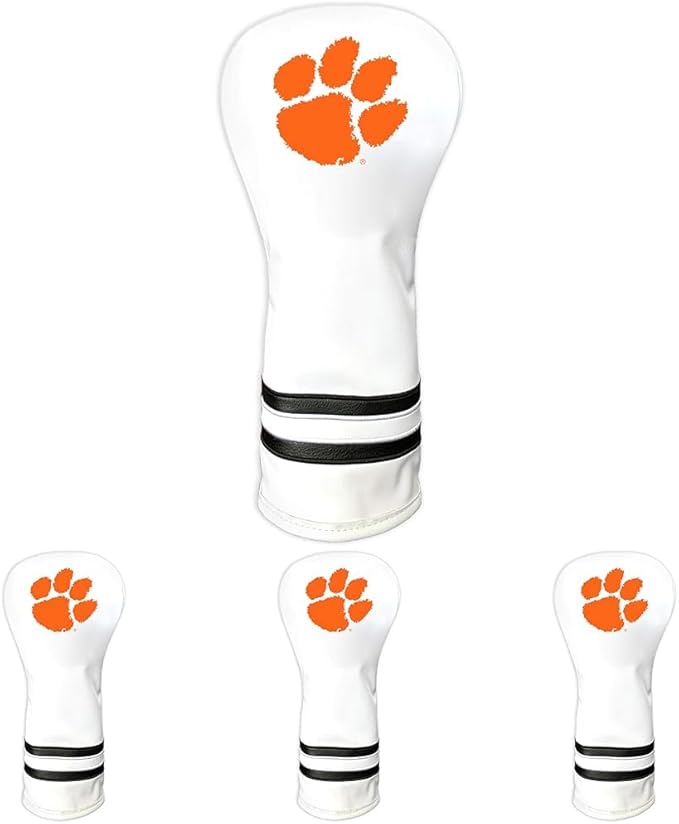 Team Golf NCAA White Vintage Fairway Golf Club Headcover, Form Fitting Design, Retro Design