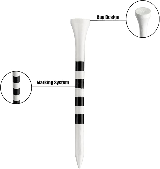 MAZEL Natural Wood/Bamboo Golf Tees 2 3/4 Inch & 3 1/4 Inch,Pack 50 or 120,Reduce Friction & Side Spin,More Stable Golf Tees