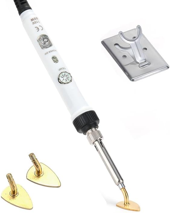 Arokimi Mini Iron, 80W Small Iron for Crafts Patches Shoes Hats, Adjustable Temperature, Easy to Use, with Replaceable Iron Tips (White)