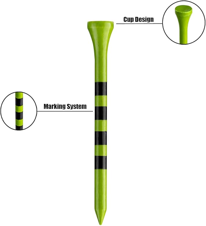 MAZEL Natural Wood/Bamboo Golf Tees 2 3/4 Inch & 3 1/4 Inch,Pack 50 or 120,Reduce Friction & Side Spin,More Stable Golf Tees