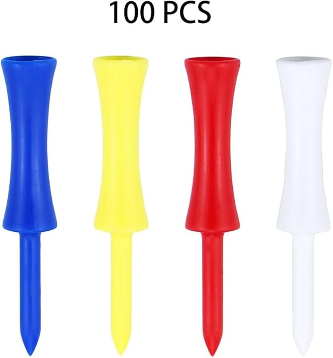Golf Tees Plastic 100 Count 3-1/4, 2 3/4 inch Tall Step Down Tees Golf - Mixed Color