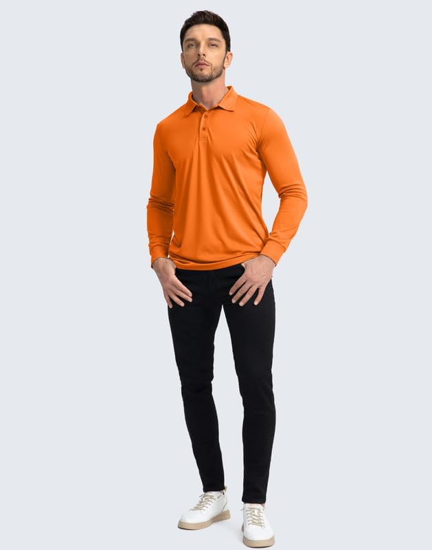 Men's Polo Shirt Long Sleeve Golf Shirts Lightweight UPF 50+ Sun Protection Cool Shirts for Men Work Fishing Outdoor