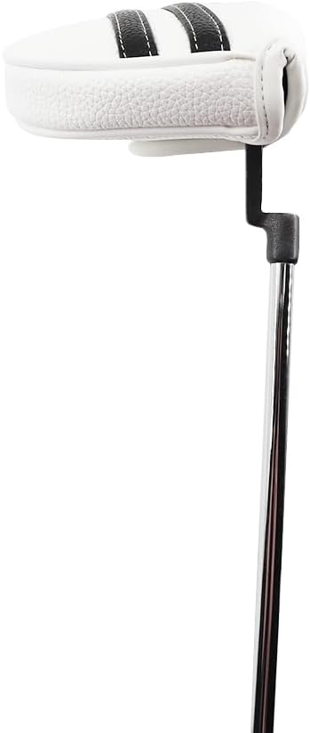 Golf Mallet Putter Cover Headcover Magnetic Style, Black or White Golf Putter Cover for Mallet Style Putters, PU Leather Mallet Headcover Protective Case fits for Odyssey 2 Ball, Stroke Lab