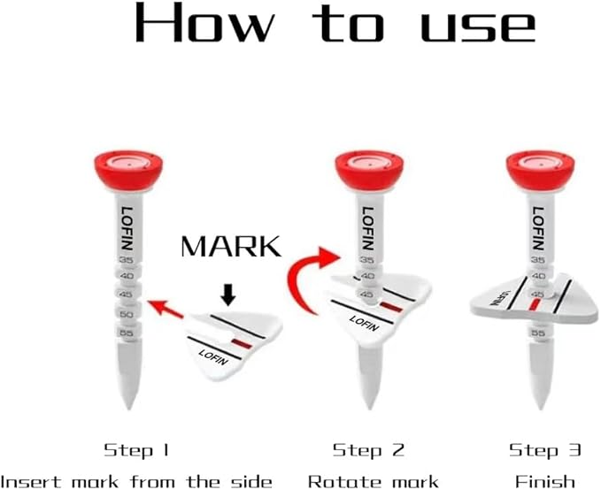 LOFIN Adjustable Height Golf Tees (4-Pack, 35–55mm) – Reusable Plastic Golf Training Tees for Consistent Distance, Durable Practice Tees for Drivers & Woods