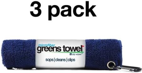 Navy Blue 3 Pack Golf Towel Set for Golf Bags with Clip, Plush Microfiber Nap Fabric, 16x16, The Original (Classic Navy)