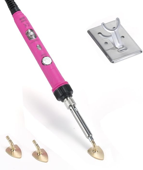 Arokimi Mini Iron, 80W Small Iron for Crafts Patches Shoes Hats, Adjustable Temperature, Easy to Use, with Replaceable Iron Tips (Hotpink)