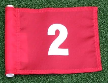 ShopTJB Set of White Numbered #1, #2, #3, #4, and #5 Each Printed on a Solid Red Jr. (8" L x 6" H) 400 Denier Pin Marker Flag for Golf & Putting Green Applications