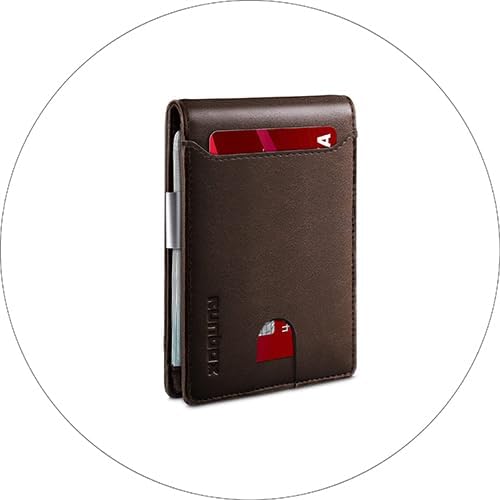 RUNBOX Money Clip Wallets for Men,Slim Leather Mens Bifold Wallet,RFID Blocking Front Pocket Wallet,Thin Credit Card Holder with Gift Box