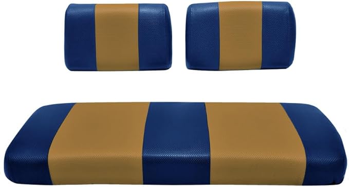Seat Cover Replacement for Yamaha G-2/G-9 Golf Cart - Front Bench Seat - Premium Marine Vinyl -5 Panel Stitching - Staple On Installation - Two-Tone Golf Cart Seat Covers (Blue & Tan)