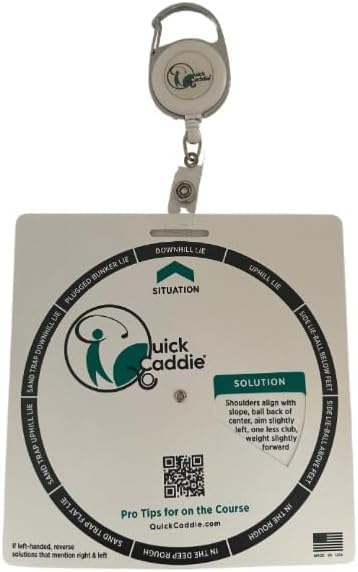 Golf Shot Survival Guide - Golf Bag Tag with Pro Tips for Situational Golf - Waterproof Rotating Wheel Design - Golf Training Aid & Rules Reference - Golf Gift for Men & Women