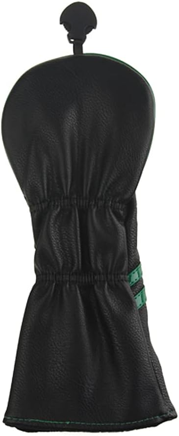 GOOACTION Golf Club Fairway Wood Head Cover with Green Lucky Four-Leaf Clover Creative Embroidery Pattern Synthetic Leather Black Golf Clubs Headcovers (2.3.4.5.7.X)