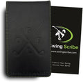 Golf Notebook – Compact Golf Journal with Vegan Leather Cover – Back Pocket Size Golf Log Book for Yardage, Stats, Practice & Course Notes (Black)
