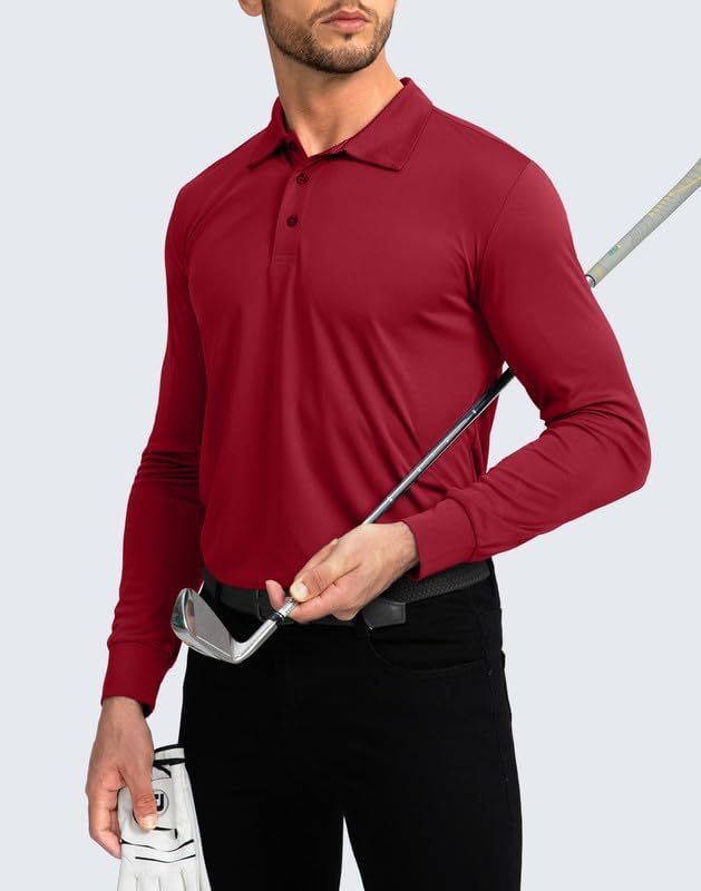 Men's Polo Shirt Long Sleeve Golf Shirts Lightweight UPF 50+ Sun Protection Cool Shirts for Men Work Fishing Outdoor