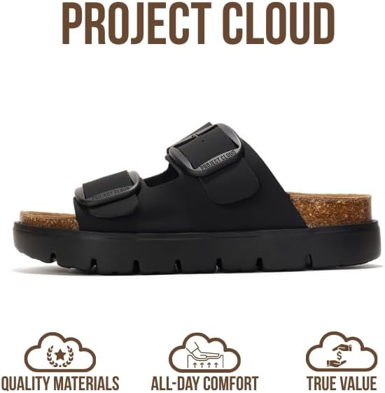Project Cloud Genuine Leather Platform Sandals Women Footwear - Wedge Chunky Sandals Womens sandals with Memory Foam Insole and Cork Footbed (GREECECHUNKY)