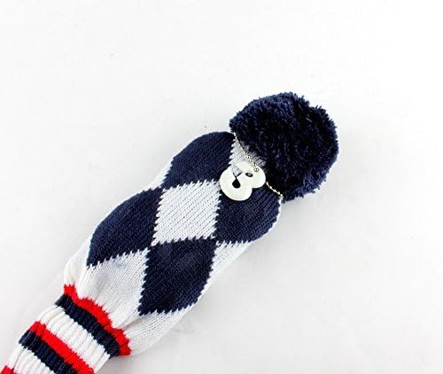 Craftsman Golf Knit Pom Pom 3pcs Headcover Set Vintange Sock Covers for Driver and Woods