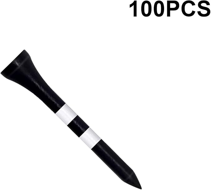 Wooden Golf Tees 3-1/4", 2-3/4", 2-1/8", 1-1/2" Available, 100 Count (Natural Color, White, Black, Blue, Red, Green, Yellow, Pink, Orange)