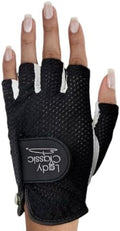 Mesh Half Golf Glove for Women – Premium Cabretta Leather Palm, Breathable Mesh Back, Half-Finger Design Ladies Golf Glove for Enhanced Grip & Comfort