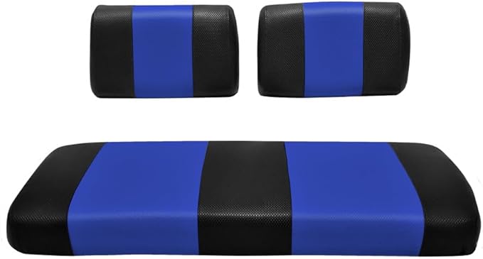 Seat Cover Replacement for Yamaha G-2/G-9 Golf Cart - Front Bench Seat - Premium Marine Vinyl -5 Panel Stitching - Staple On Installation - Two-Tone Golf Cart Seat Covers (Black & Blue)