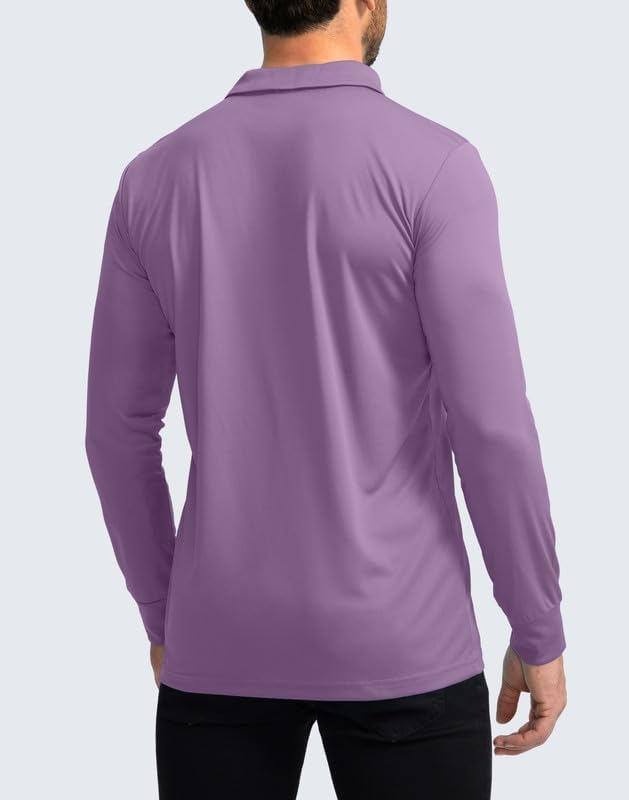 Men's Polo Shirt Long Sleeve Golf Shirts Lightweight UPF 50+ Sun Protection Cool Shirts for Men Work Fishing Outdoor
