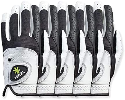HIRZL Trust Control 2.0 Golf Gloves, All Weather Mens Golf Glove, White/Black, Kangaroo Leather Palm, Cabretta Leather Backhand, Trusted by Pro’s, Sweat Free, Ultimate Grip