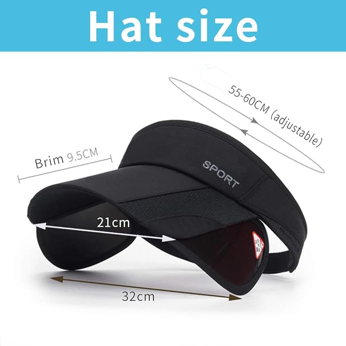 Summer Sun Visor Hat - Women Adjustable Golf Cap with Retractable Brim, UV Protection Beach/Tennis Sport Hat