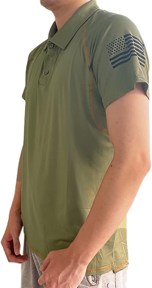 HARGLESMAN Men's 1776 Independence Day American Flag Short Sleeve Polo Golft Shirt(S-3XL)