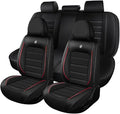 Leather Car Seat Covers for VW Golf SportWagen 2015-2019,Waterproof Soft Seat Covers,Interior Accessories Seat Covers Protector Airbag Compatible(5pcs Black&Red Standard)