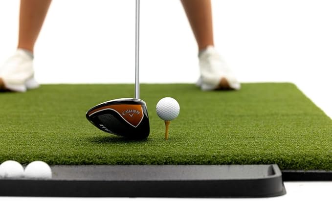 Perfect ReACTION Golf Mat - 3x5 Feet Premium Turf Indoor/Outdoor Mat for Hitting & Chipping - Golf Stance Mat w/ Golf Accessories (Golf Tray + 3 Rubber Golf Tees)