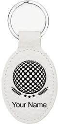 LaserGram Oval Keychain, Golf Ball, Personalized Engraving Included (Golf White)