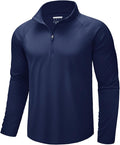 CRYSULLY Men's Long Sleeve 1/4 Zip Shirts Sun Protection Pullover UPF 50+ Rash Guard Running Lightweight T Shirt