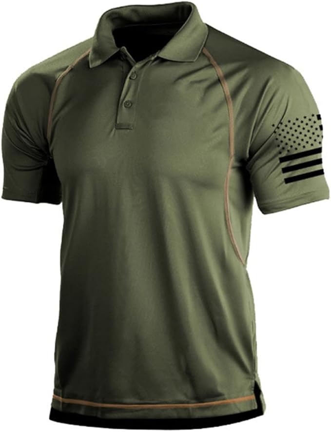 HARGLESMAN Men's 1776 Independence Day American Flag Short Sleeve Polo Golft Shirt(S-3XL)