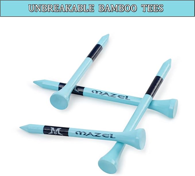 MAZEL Natural Wood/Bamboo Golf Tees 2 3/4 Inch & 3 1/4 Inch,Pack 50 or 120,Reduce Friction & Side Spin,More Stable Golf Tees
