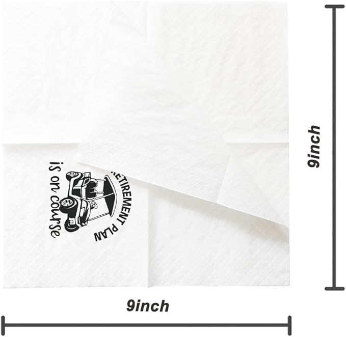SharkBliss Funny Sarcastic Golf Quotes Cocktail Napkins, 100 Pack My Retirement Plan Is On Course Disposable Paper Cocktail Napkins For Retirement Party 2-Ply, 5x5" (Retire Plan On Course)
