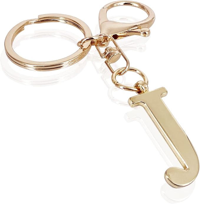 LAXPICOL Gold Letter A-Z Keychain for Women Bag Charms Purse Charms For Handbags Metal Alphabet Initial Letter Keychain