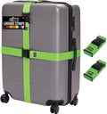 GORILLA GRIP Heavy Duty Adjustable Luggage Straps for Suitcases, Easy to Identify Travel Belt Connector Holds Suitcase Together, Holiday Travel Gift, Stocking Stuffer, Accessories, 2 Pack Green