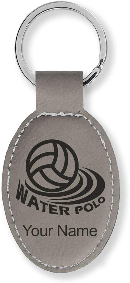 LaserGram Oval Keychain, Water Polo, Personalized Engraving Included