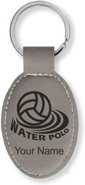 LaserGram Oval Keychain, Water Polo, Personalized Engraving Included
