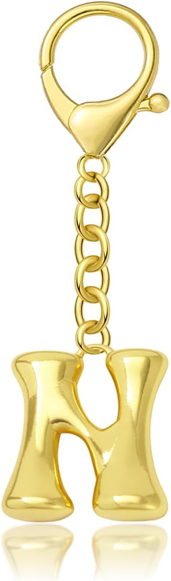 Bubble Gold Letter Bag Charms for Women, Cute Initial Keychain for Handbags, Purse Charms Birthday Christmas Gifts