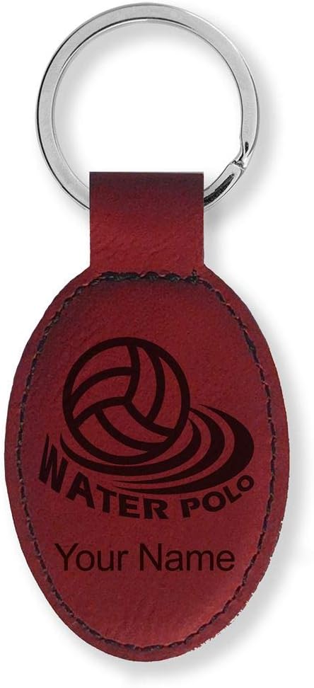 LaserGram Oval Keychain, Water Polo, Personalized Engraving Included