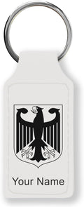 LaserGram Rectangle Keychain, Coat of Arms Germany, Personalized Engraving Included (White)