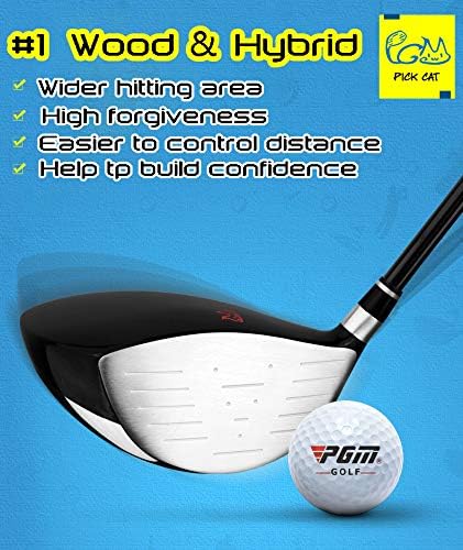 PGM Junior Golf Club Complete Set for Children Kids, 5 Golf Clubs with Stand Bag and 2 Headcovers for Boys & Girls, Right Hand
