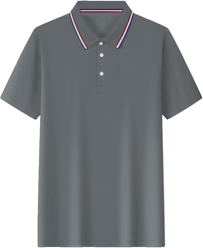 Polo Shirts for Men Dressy Casual Button Collared Golf T Shirt Classic Solid Color Business Summer Blouses