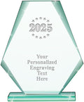 6" Jade Pyramid Crystal Award with Custom Engraving - Personalized Corporate Trophy Awards