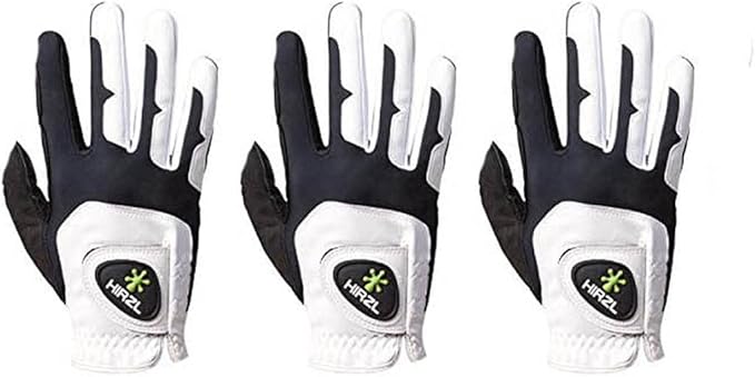 HIRZL GRIPPP FIT Ladies Golf Gloves – All Weather Womens Golf Glove (White/Black) | Kangaroo Leather & Lycra | Ultimate Grip/Wet or Dry | Breathable, Stretch Fit, Sweat Absorbent (Pack of 3)