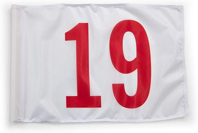 Vispronet Numbered Golf Flags for Putting Green – 20in x 14in White & Red Flag, Golf Range Accessories for Courses, Outdoor Hole Flag, Durable Polyester Material