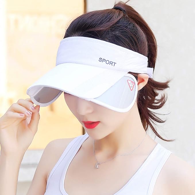Summer Sun Visor Hat - Women Adjustable Golf Cap with Retractable Brim, UV Protection Beach/Tennis Sport Hat